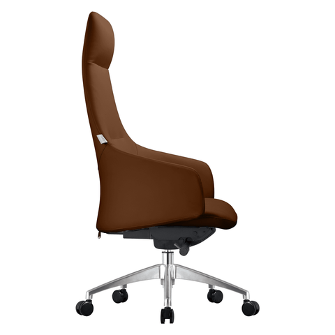 Celeste High-Back Office Chair in Upholstered Leather and Iron Base with Swivel and Tilt