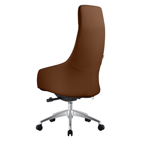 Celeste High-Back Office Chair in Upholstered Leather and Iron Base with Swivel and Tilt