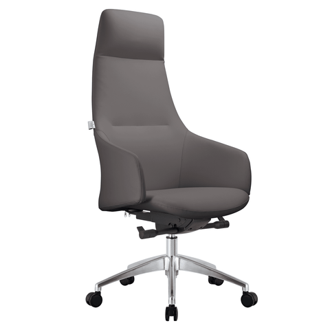 Celeste High-Back Office Chair in Upholstered Leather and Iron Base with Swivel and Tilt