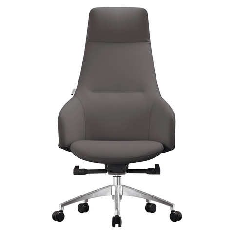 Celeste High-Back Office Chair in Upholstered Leather and Iron Base with Swivel and Tilt
