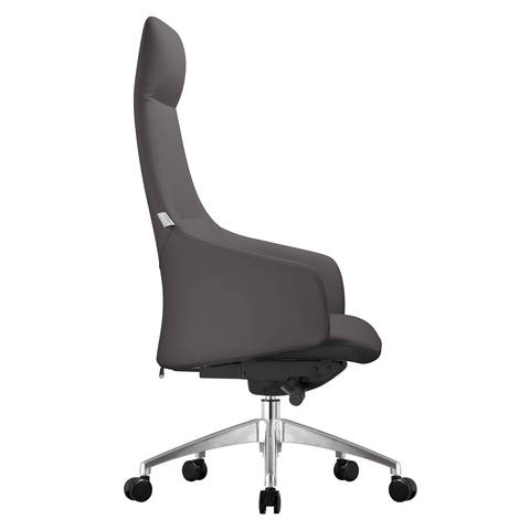 Celeste High-Back Office Chair in Upholstered Leather and Iron Base with Swivel and Tilt