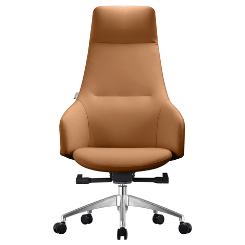 Celeste High-Back Office Chair in Upholstered Leather and Iron Base with Swivel and Tilt