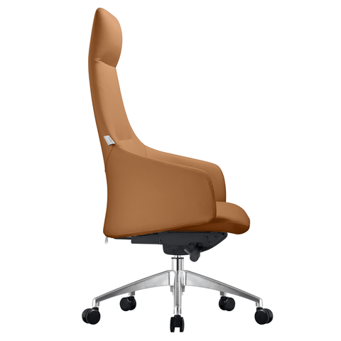 Celeste High-Back Office Chair in Upholstered Leather and Iron Base with Swivel and Tilt