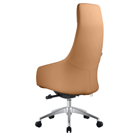 Celeste High-Back Office Chair in Upholstered Leather and Iron Base with Swivel and Tilt