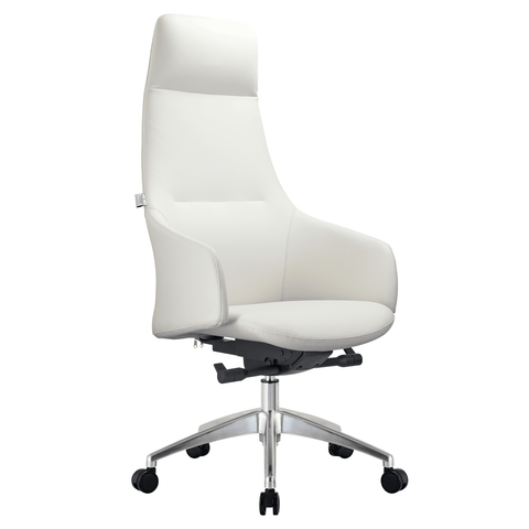 Celeste High-Back Office Chair in Upholstered Leather and Iron Base with Swivel and Tilt