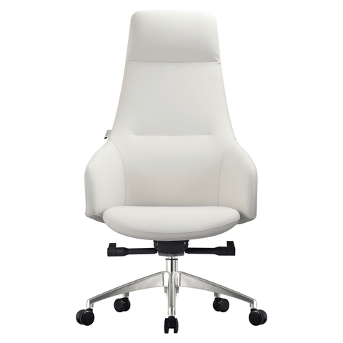 Celeste High-Back Office Chair in Upholstered Leather and Iron Base with Swivel and Tilt