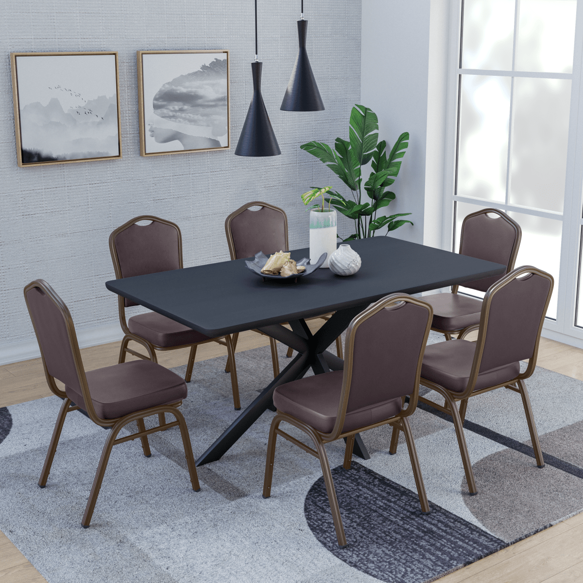Cove Modern Stackable Banquet Chair with Powder Coated Steel Frame