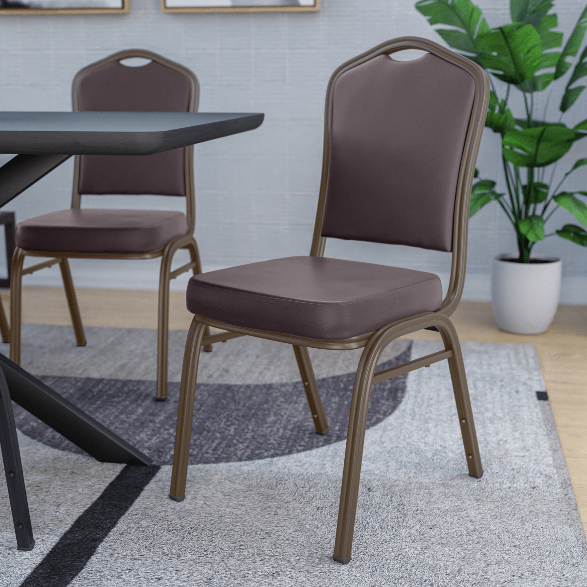 Cove Modern Stackable Banquet Chair with Powder Coated Steel Frame