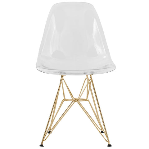 Cresco Modern Molded Eiffel Side Dining Chair with Gold Base Set of 2