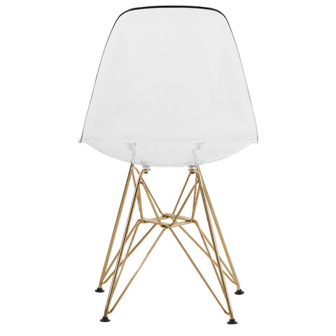 Cresco Modern Molded Eiffel Side Dining Chair with Gold Base Set of 2