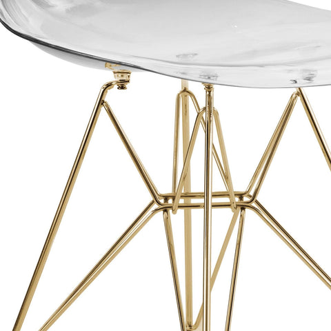 Cresco Modern Molded Eiffel Side Dining Chair with Gold Base Set of 2