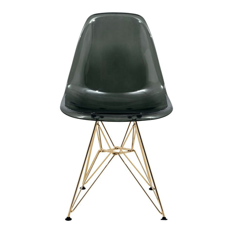 Cresco Modern Molded Eiffel Side Dining Chair with Gold Base Set of 2