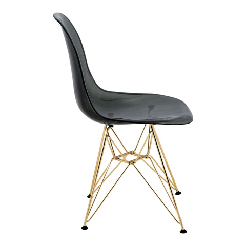 Cresco Modern Molded Eiffel Side Dining Chair with Gold Base Set of 2