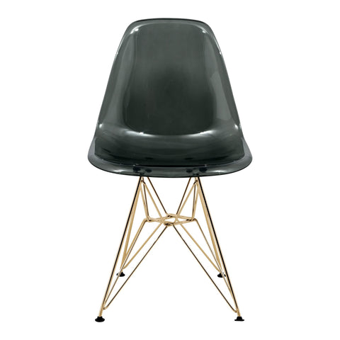 Cresco Molded Plastic Dining Chair with Gold Eifel Base Set of 4