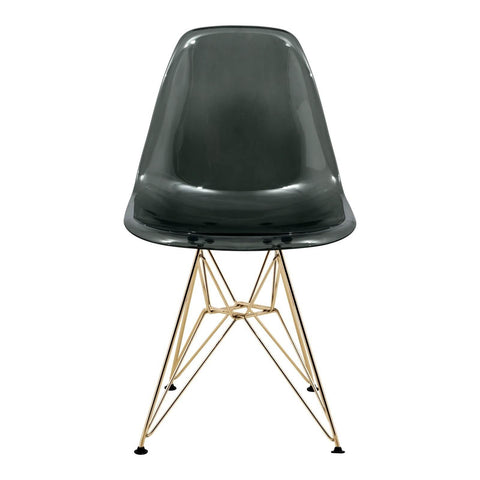 Cresco Molded Plastic Dining Chair with Gold Eifel Base Set of 4