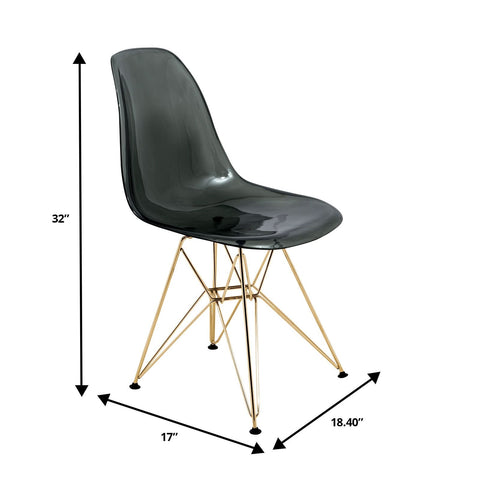 Cresco Modern Molded Eiffel Side Dining Chair with Gold Base Set of 2