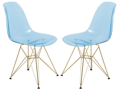Cresco Modern Molded Eiffel Side Dining Chair with Gold Base Set of 2