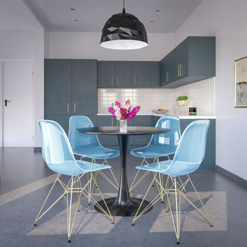 Cresco Modern Molded Eiffel Side Dining Chair with Gold Base Set of 2