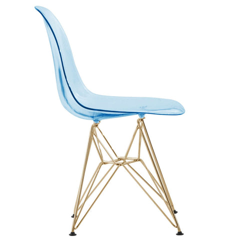 Cresco Modern Molded Eiffel Side Dining Chair with Gold Base Set of 2