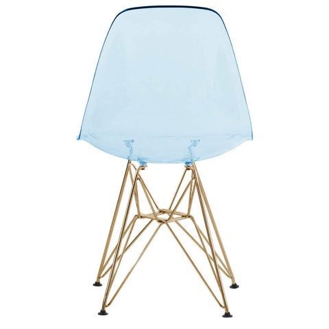 Cresco Molded Plastic Dining Chair with Gold Eifel Base Set of 4