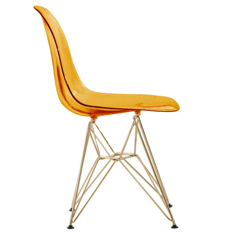 Cresco Modern Molded Eiffel Side Dining Chair with Gold Base Set of 2
