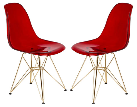 Cresco Modern Molded Eiffel Side Dining Chair with Gold Base Set of 2