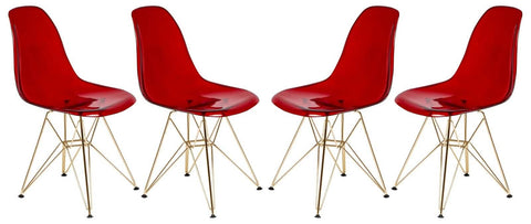 Cresco Molded Plastic Dining Chair with Gold Eifel Base Set of 4