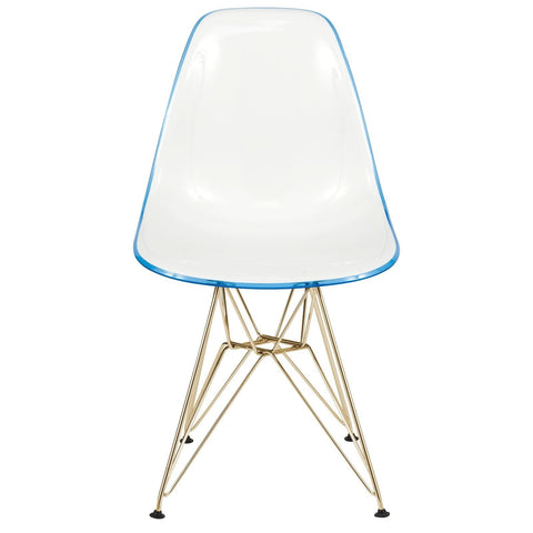 Cresco Modern Molded Eiffel Side Dining Chair with Gold Base Set of 2