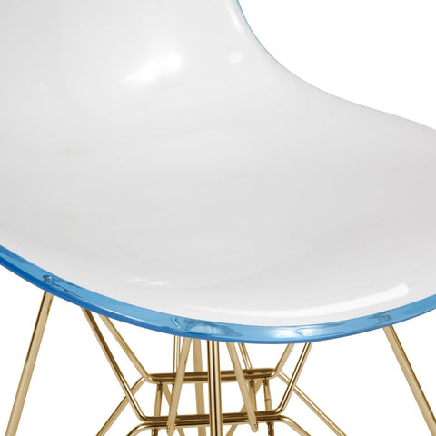 Cresco Modern Molded Eiffel Side Dining Chair with Gold Base Set of 2
