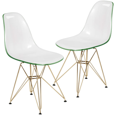 Cresco Modern Molded Eiffel Side Dining Chair with Gold Base Set of 2