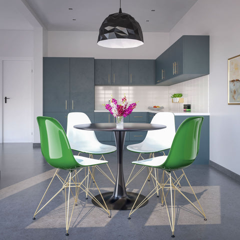 Cresco Modern Molded Eiffel Side Dining Chair with Gold Base Set of 2