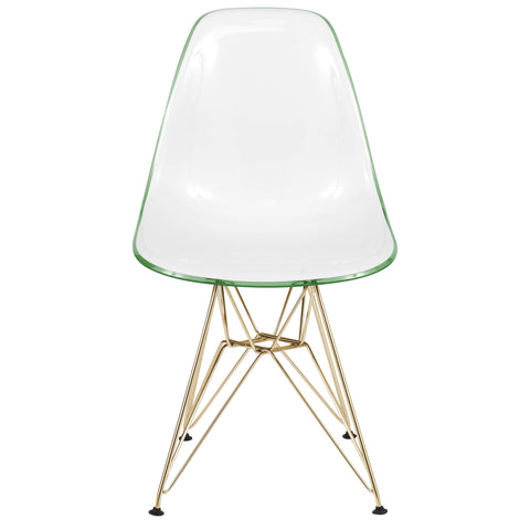Cresco Modern Molded Eiffel Side Dining Chair with Gold Base Set of 2