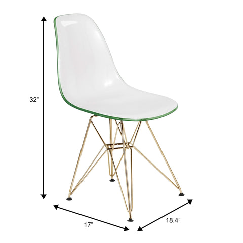 Cresco Modern Molded Eiffel Side Dining Chair with Gold Base Set of 2