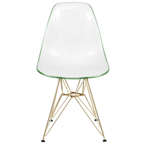Cresco Molded Plastic Dining Chair with Gold Eifel Base Set of 4