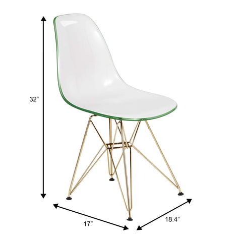 Cresco Molded Plastic Dining Chair with Gold Eifel Base Set of 4