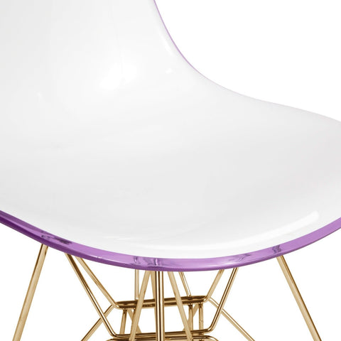 Cresco Modern Molded Eiffel Side Dining Chair with Gold Base Set of 2