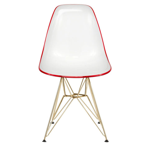 Cresco Modern Molded Eiffel Side Dining Chair with Gold Base Set of 2