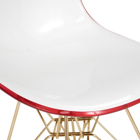 Cresco Modern Molded Eiffel Side Dining Chair with Gold Base Set of 2