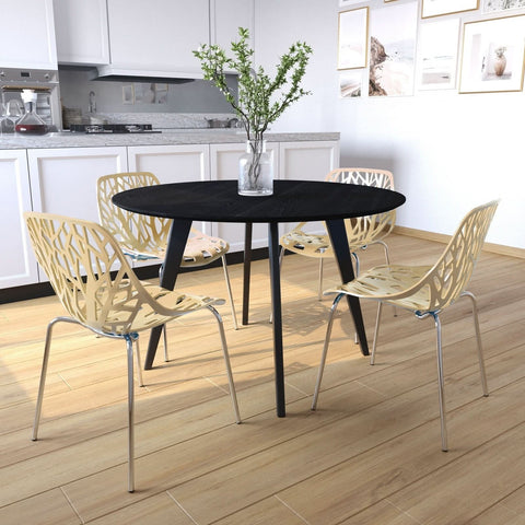 Asbury Polypropylene Dining Side Chair with Forest Cut-Out Design in Chrome