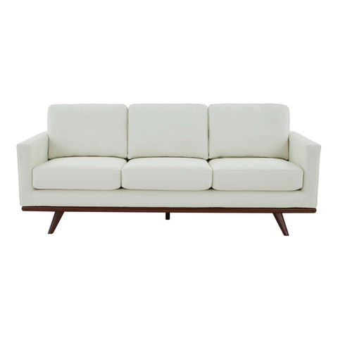 Chester 3-Seater Leather Full Size Sofa in Birch Wood Base