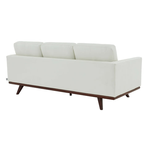 Chester 3-Seater Leather Full Size Sofa in Birch Wood Base
