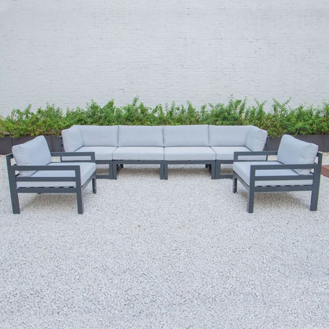 Chelsea 6-Piece Patio Armchair Sectional Black Aluminum With Cushions