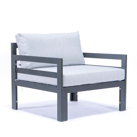Chelsea 6-Piece Patio Armchair Sectional Black Aluminum With Cushions
