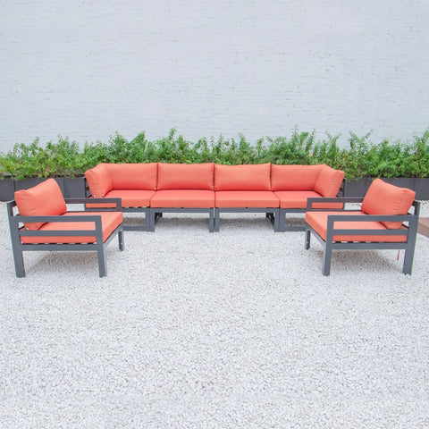 Chelsea 6-Piece Patio Armchair Sectional Black Aluminum With Cushions