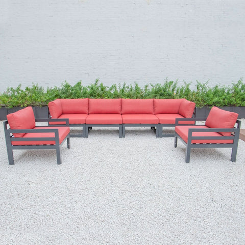 Chelsea 6-Piece Patio Armchair Sectional Black Aluminum With Cushions