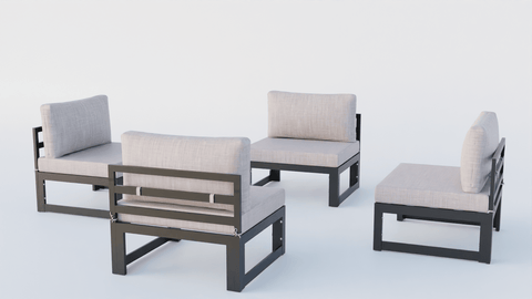 Chelsea 4-Piece Middle Patio Chairs Black Aluminum With Cushions