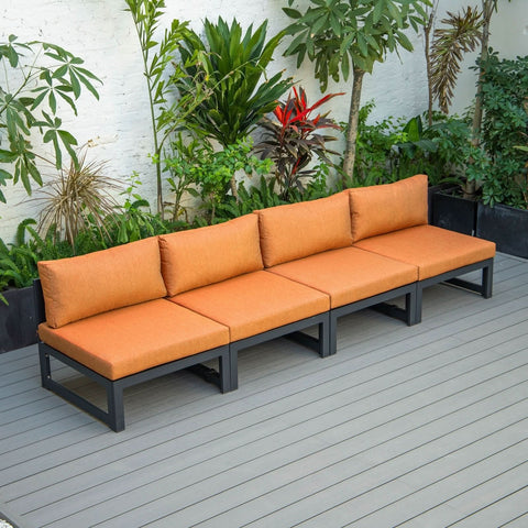 Chelsea 4-Piece Middle Patio Chairs Black Aluminum With Cushions
