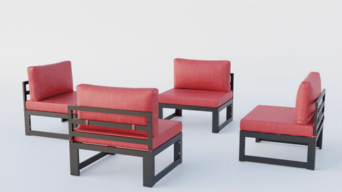 Chelsea 4-Piece Middle Patio Chairs Black Aluminum With Cushions