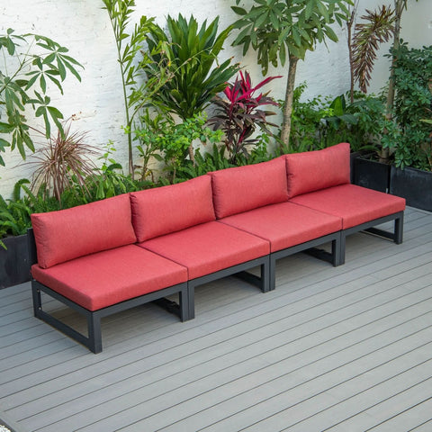Chelsea 4-Piece Middle Patio Chairs Black Aluminum With Cushions