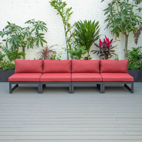 Chelsea 4-Piece Middle Patio Chairs Black Aluminum With Cushions